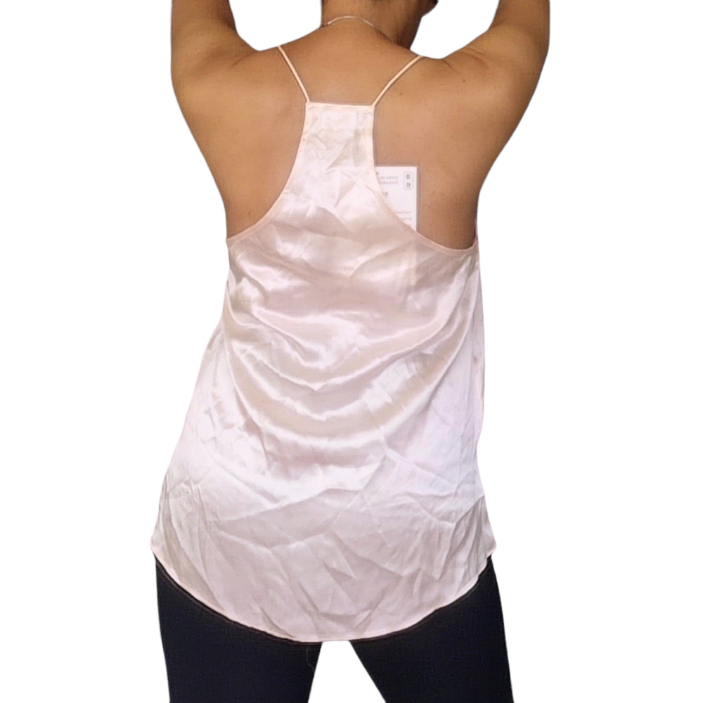 CAMI NYC Racer Charmeuse silk lace trim camisole tank top blouse pale pink S NEW - Picture 2 of 7